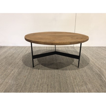 Mesa de centro redonda de pino reciclado | Muebles Macabane