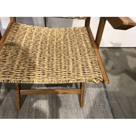 Second Hand - Set of 2 Folding Armchairs - Oiled Acacia & Synthetic Rattan