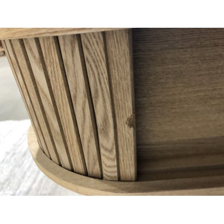 Oval console table 80x30cm in natural-coloured wood | Macabane