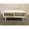SMANDY White Coffee Table with 2 Drawers and 1 Niche