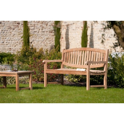 Banc de jardin ovale en bois Teck - Résistant et durable