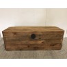 SECOND HAND - Brown storage chest, recycled pine with black metal handles