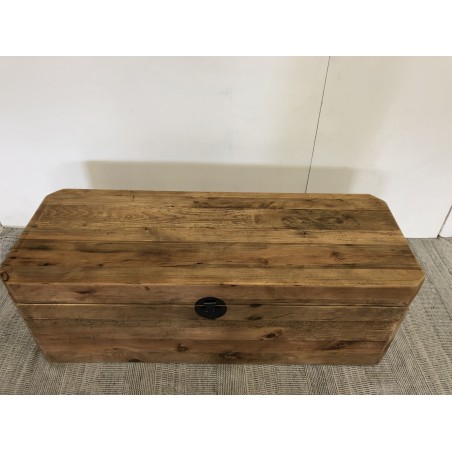 SECOND HAND - Brown storage chest, recycled pine with black metal handles
