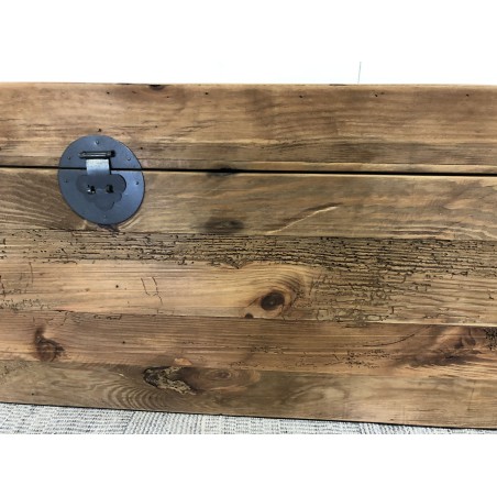 SECOND HAND - Brown storage chest, recycled pine with black metal handles