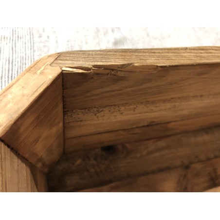 SECOND HAND - Brown storage chest, recycled pine with black metal handles