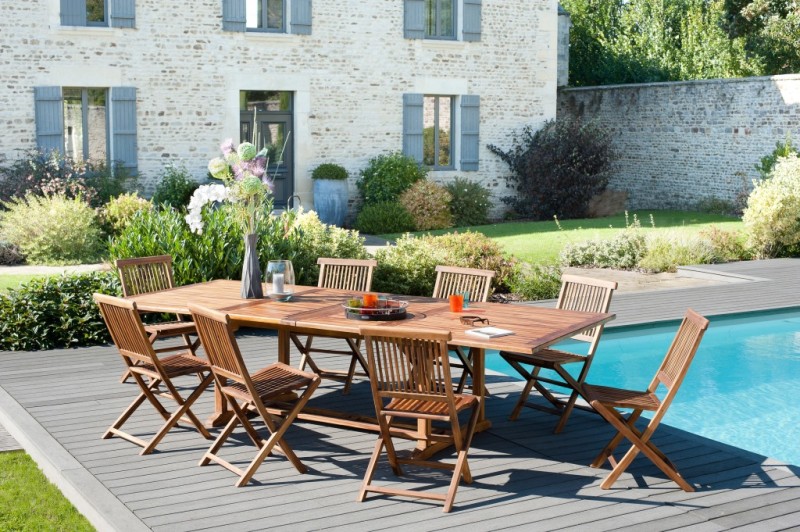 MAEVA Garden Table for 10/12 People - Rectangular Teak Wood