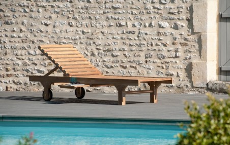 Bain de soleil en bois de teck massif