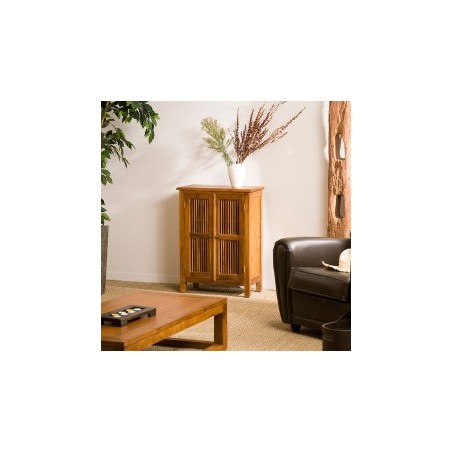 API Brown Cabinet with 2 Louvered Doors in Teak Wood