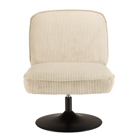 Poltrona girevole in velluto a coste beige AGATHE | Macabane