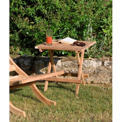 Table pique-nique jardin carrée teck 50x50cm