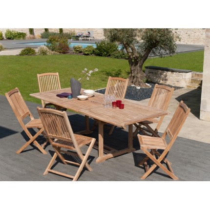 FUN Rectangular Extendable Garden Table - Teak, 180/240 x 100 cm