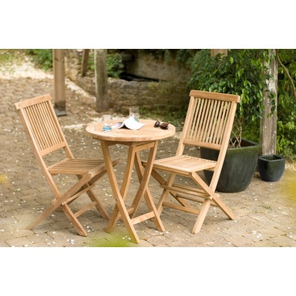 Table de jardin ronde en bois Teck - Qualité premium