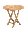 FUN Round Folding Garden Table for 2 People - Teak - 80 x 80 cm