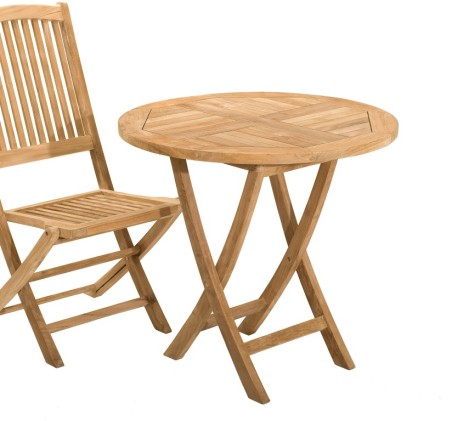 Table de jardin ronde pliante en bois Teck