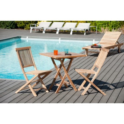 FUN Garden Table for 2 People - Square Folding 70x70cm Teak Wood