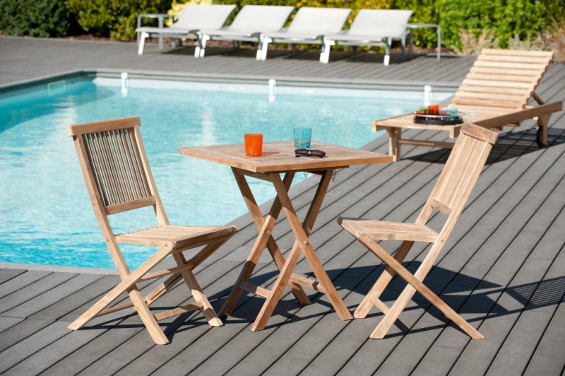 Table de jardin 2 personnes en bois Teck Table de jardin 2 personnes en bois Teck