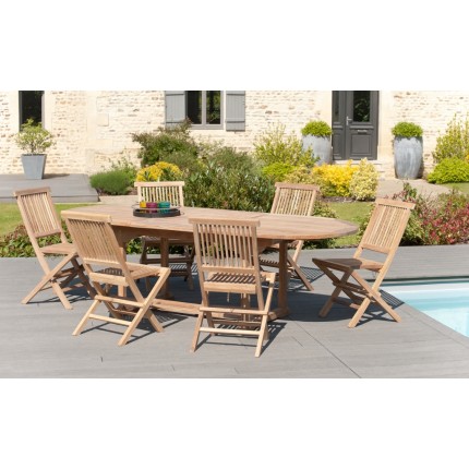 Salon de jardin en bois teck - 8/10 pers