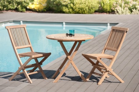 Ensemble de jardin en bois de teck pour 2 personnes