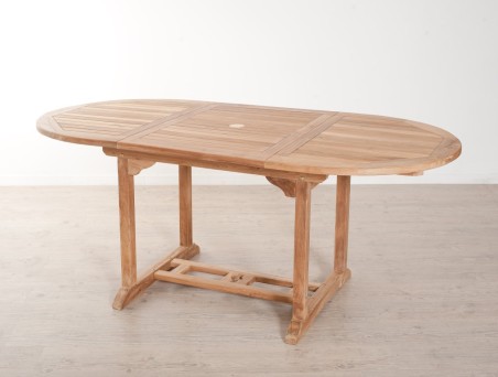 Table de jardin ovale extensible en bois Teck - 120/180 x 90 cm