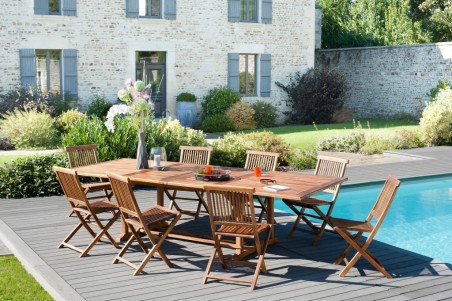 Table de jardin MAEVA en bois Teck huilé - 10/12 personnes