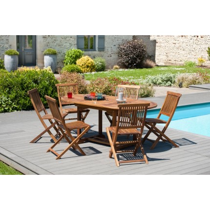 Salon de jardin en bois teck huilé MAEVA - 4/6 pers