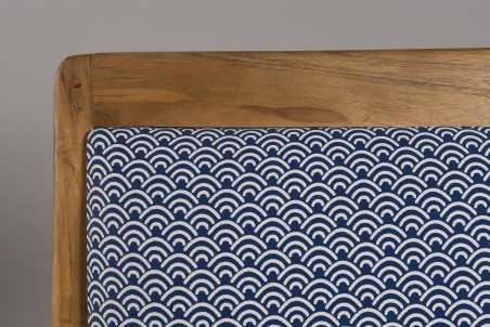 WALLY Teak Wood Armchair with Blue Scandinavian Fabric