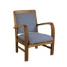 WALLY Teak Wood Armchair with Blue Scandinavian Fabric