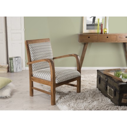 WALLY Hexagonal Teak Armchair with Green Scandi Fabric