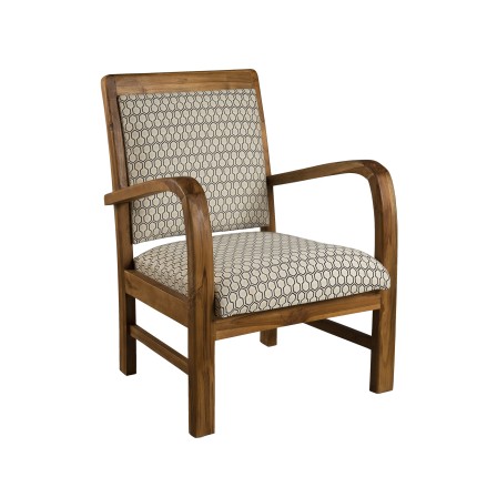 Fauteuil WALLY bois teck tissu vert scandinave