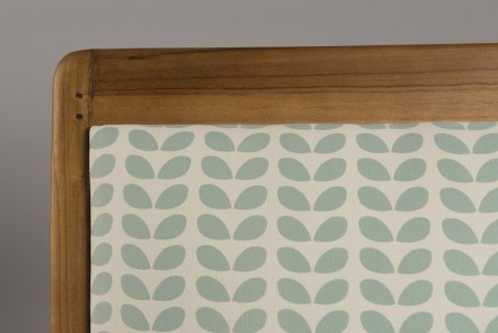 WALLY Teak Armchair with Light Blue 'Petal' Fabric
