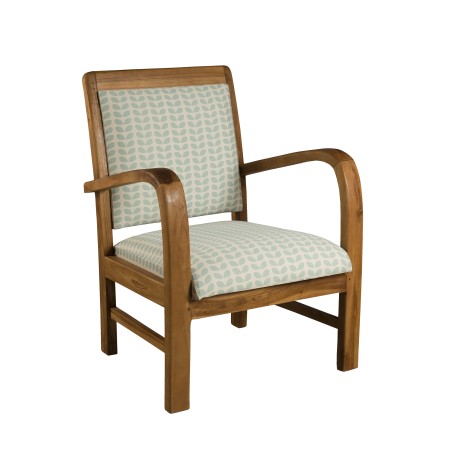 WALLY Teak Armchair with Light Blue 'Petal' Fabric