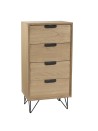 Chiffonnier MARGAUX bois naturel 4 tiroirs