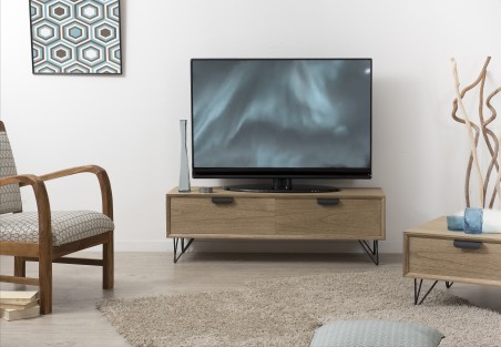 Meuble TV MARGAUX bois naturel 1 porte 1 tiroir