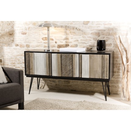 CARMEN - Acacia Wood 3-Door Buffet with Metal Legs