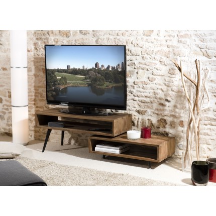 Meuble TV rotatif Sixtine - Teck recyclé - Design scandinave