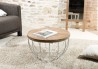 Table basse SIXTINE ronde 60x60cm teck recyclé métal blanc