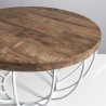 Table basse SIXTINE ronde 60x60cm teck recyclé métal blanc