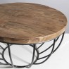 Table basse ronde SIXTINE 60x60cm teck recyclé et métal noir