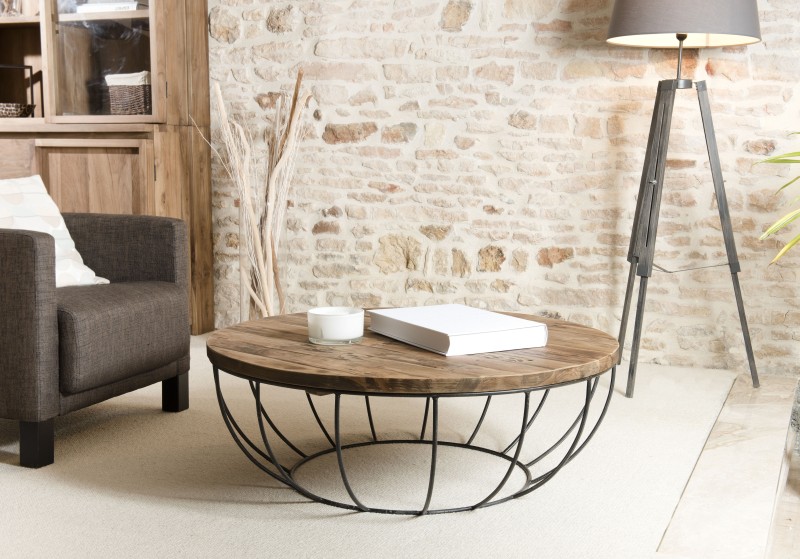 SIXTINE Round Shell Coffee Table 100x100cm - Recycled Teak Top SIXTINE Round Shell Coffee Table 100x100cm - Recycled Teak Top