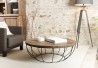 Table basse SIXTINE - Teck recyclé et métal noir 100x100cm