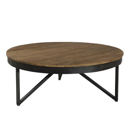 Table basse ronde SIXTINE en teck recyclé 90x90cm
