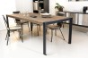 Table à manger SIXTINE 200x100 cm en teck recyclé et métal noir