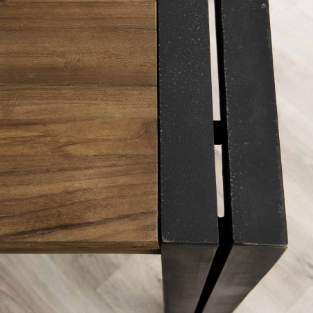 Table à manger SIXTINE 200x100 cm en teck recyclé et métal noir