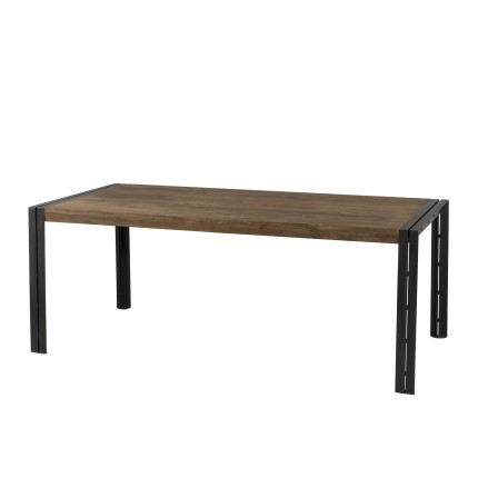 SIXTINE Rectangular Dining Table 200x100 cm Recycled Teak Black Metal