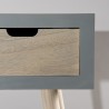LORENZO Grey Console Table with 3 Beige Drawers