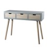 LORENZO Grey Console Table with 3 Beige Drawers
