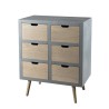 LORENZO Gray 6-Drawer Dresser - Beige Pinewood