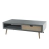 Table basse grise LORENZO - 1 niche 2 tiroirs beiges bois Pin