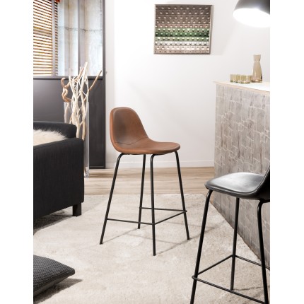 TOM - Set of 2 Brown John Bar Stools, Seat Height 65 cm