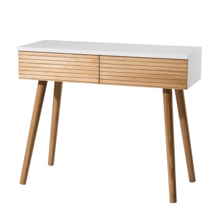 PEDRO Console Table - Light Wood and White 2-Drawer Console